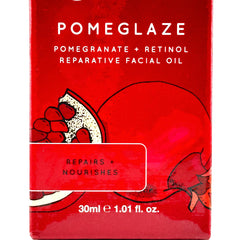 Dew Of The Gods Pomeglaze ingredients image highlights pomegranate extract and antioxidants.