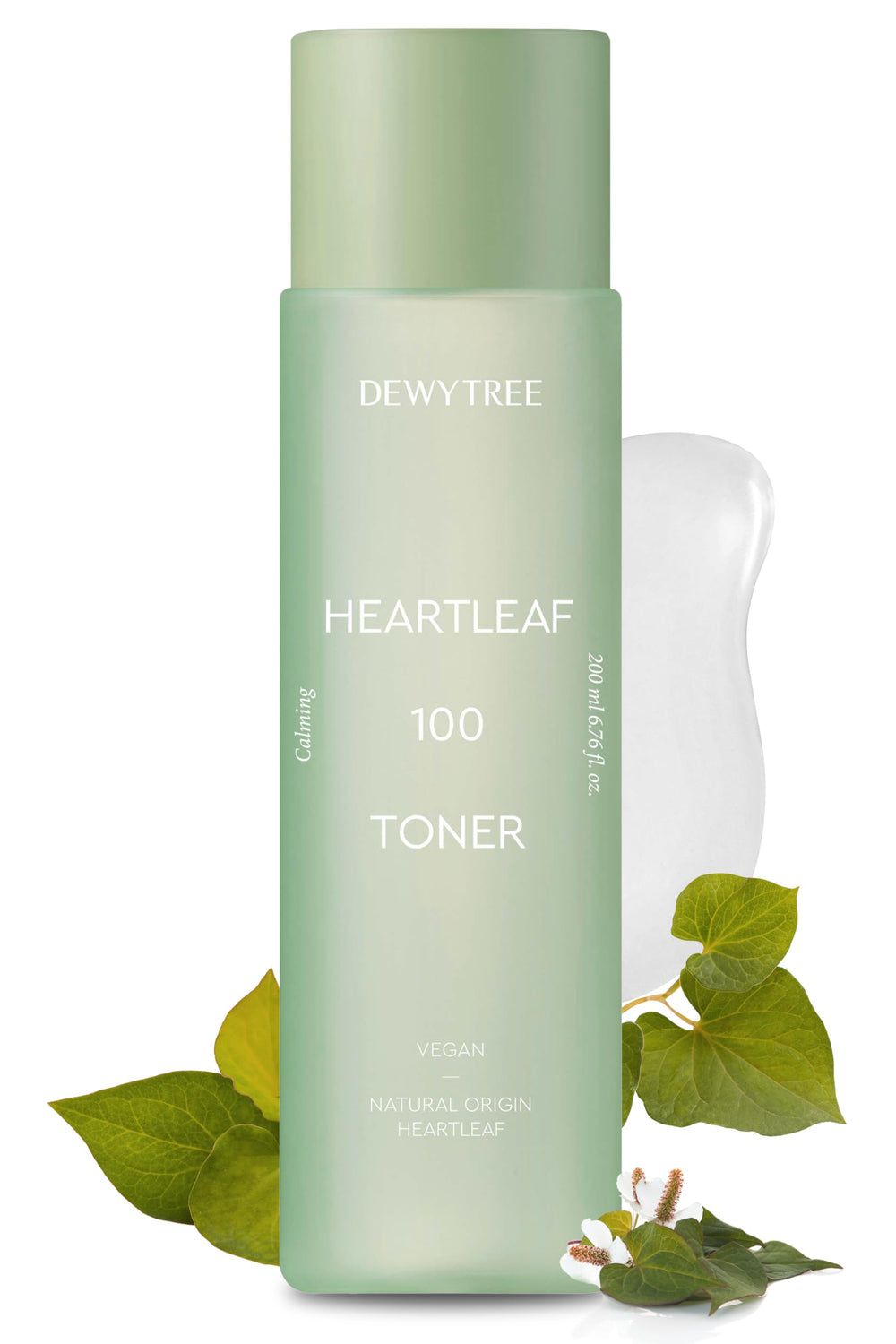 Dewytree Heartleaf 100 Toner bottle highlighting hydrating, pore-refining formula for sensitive skin.