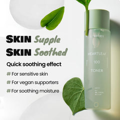 Ingredients of Dewytree Heartleaf 100 Toner featuring heartleaf and centella for balanced skin.