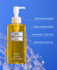 DHC Deep Cleansing Oil on dry face dissolving sunscreen and makeup