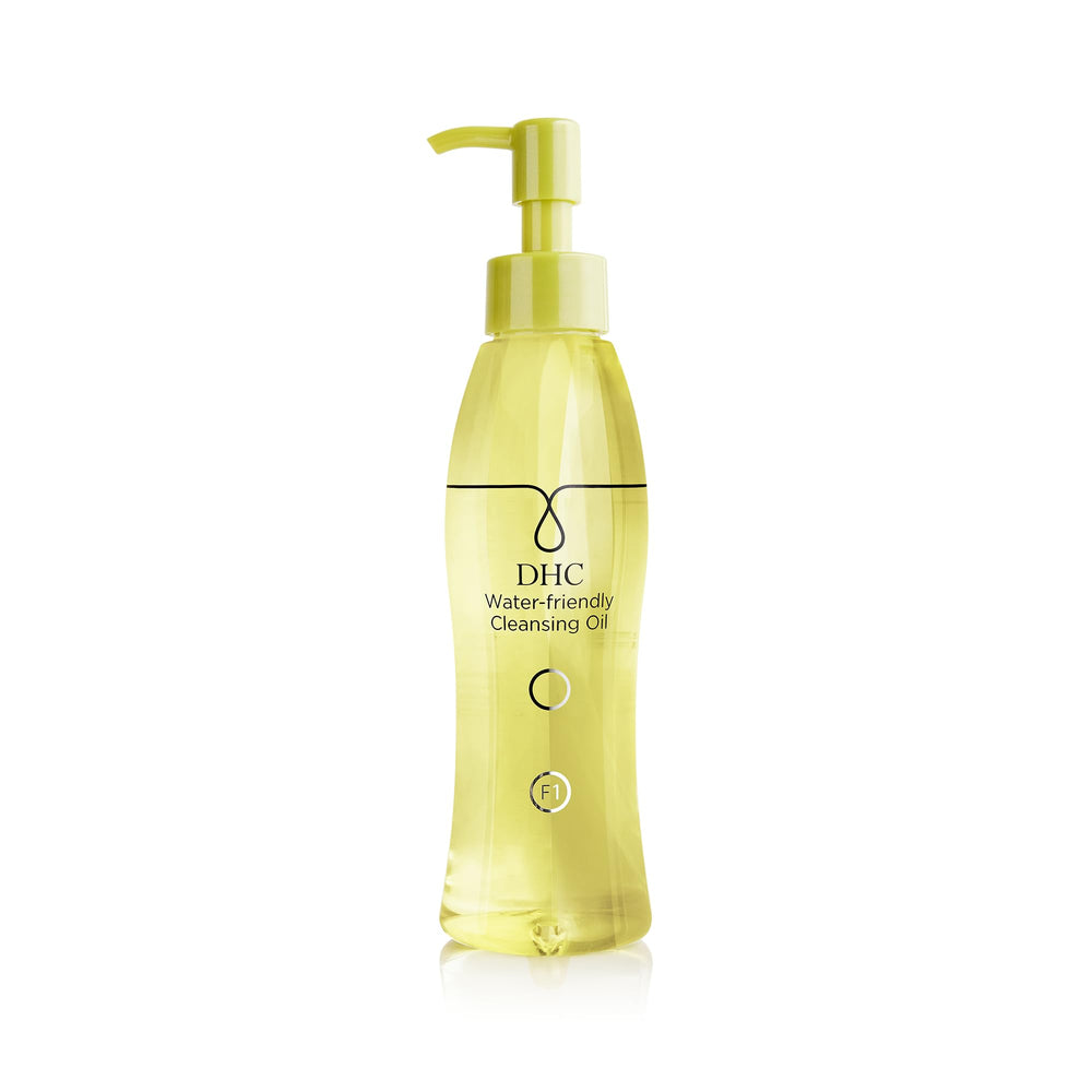DHC Water-Friendly Cleansing Oil in a shower-ready setup for quick cleansing.