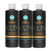 DHS Coal Tar Shampoo bottle shows unscented formula for sensitive scalps.