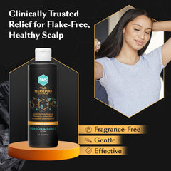 DHS Coal Tar Shampoo lather reveals gentle cleansing without fragrance or dyes.