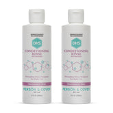 DHS Conditioning Rinse bottle pour for easy dispensing and hydrated hair.