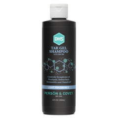 DHS T Gel Shampoo bottle demonstrates deep cleansing for a healthier scalp