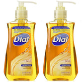 Dial antibacterial liquid hand soap gold bottle for daily hand cleansing and bacteria reduction.