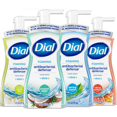 Dial Complete foaming hand wash bottle front highlighting antibacterial action