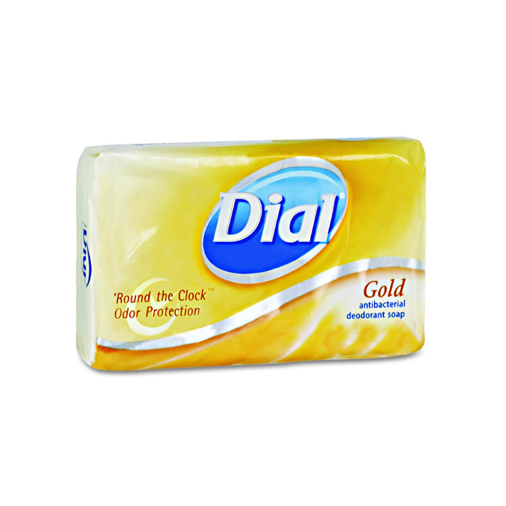 Dial gold antibacterial soap bar, individually wrapped, cleans skin and removes dirt and residue