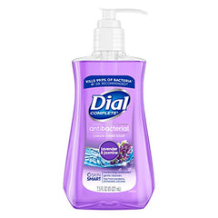 Dial Lavender Twilight Jasmine pump-dispense shows quick hand washing for busy days.