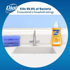 Dial Liquid Antimicrobial Soap pump-action dispensing soap for easy use.