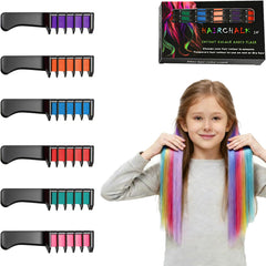 DICSINM 6-color festive hair chalk combs brighten strands for all hair types.