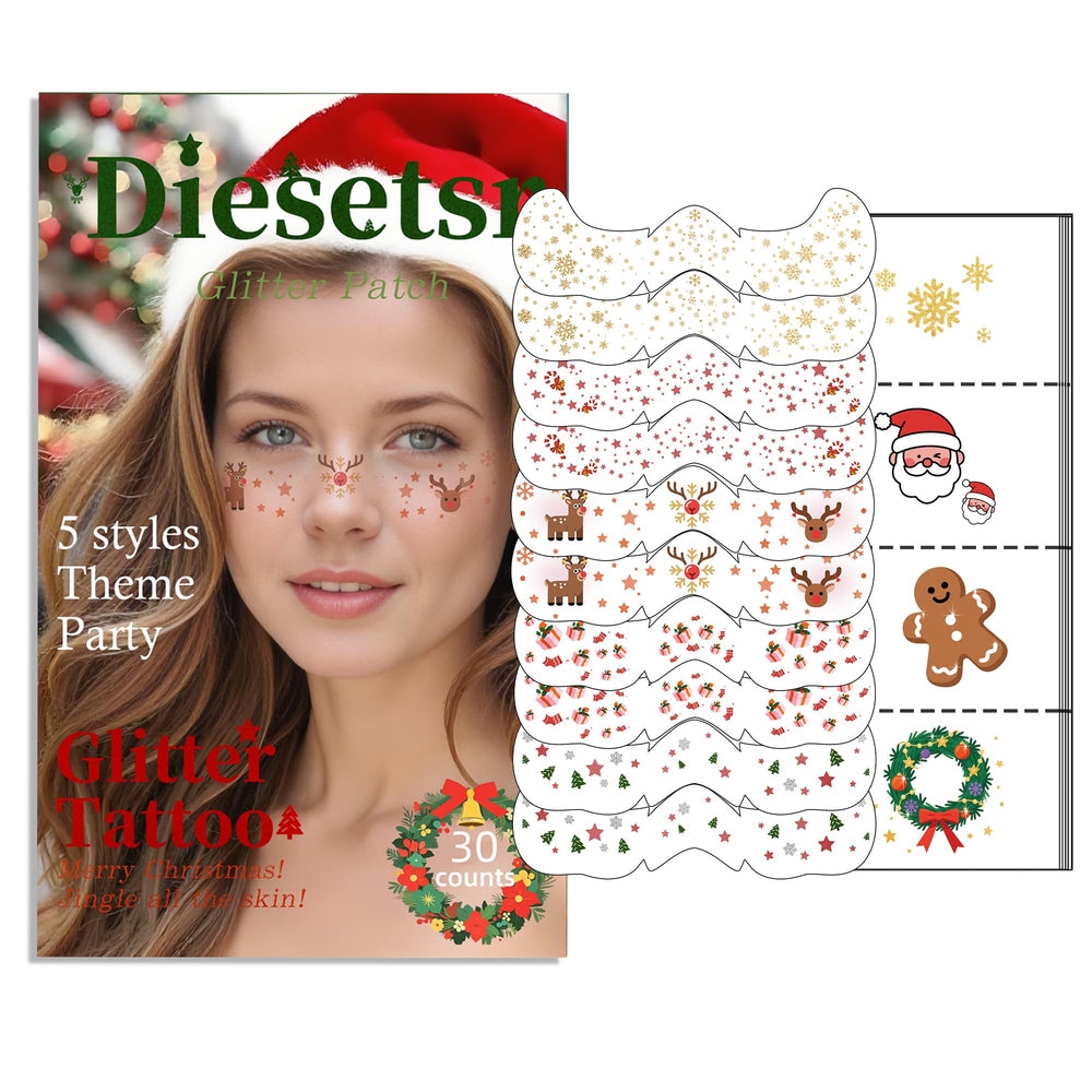 Diesetsr Christmas glitter face tattoos snowflakes for festive sparkle