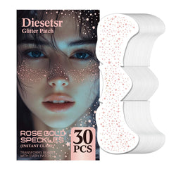 Diesetsr Glitter Freckles Patch on cheek with rose gold shimmer and definition