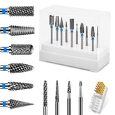 Diesisa nail drill bits set displayed in box, versatile for salon use.