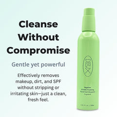 Dieux Baptism foam lather demonstrates luxurious cleansing that removes makeup and SPF