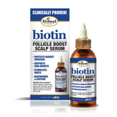 Difeel Biotin Follicle Boost serum bottle nourishes scalp for healthier roots.