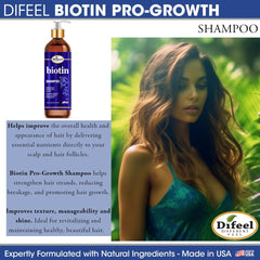 Difeel Biotin Shampoo label close-up highlighting biotin-based formula