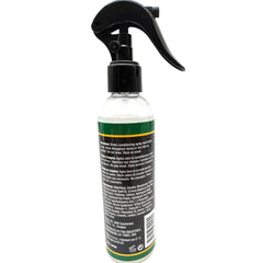 Difeel leave-in spray back label highlights usage directions and scalp nourishment