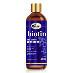 Difeel Pro-Growth Biotin Conditioner bottle front for smoother, fuller-looking hair.