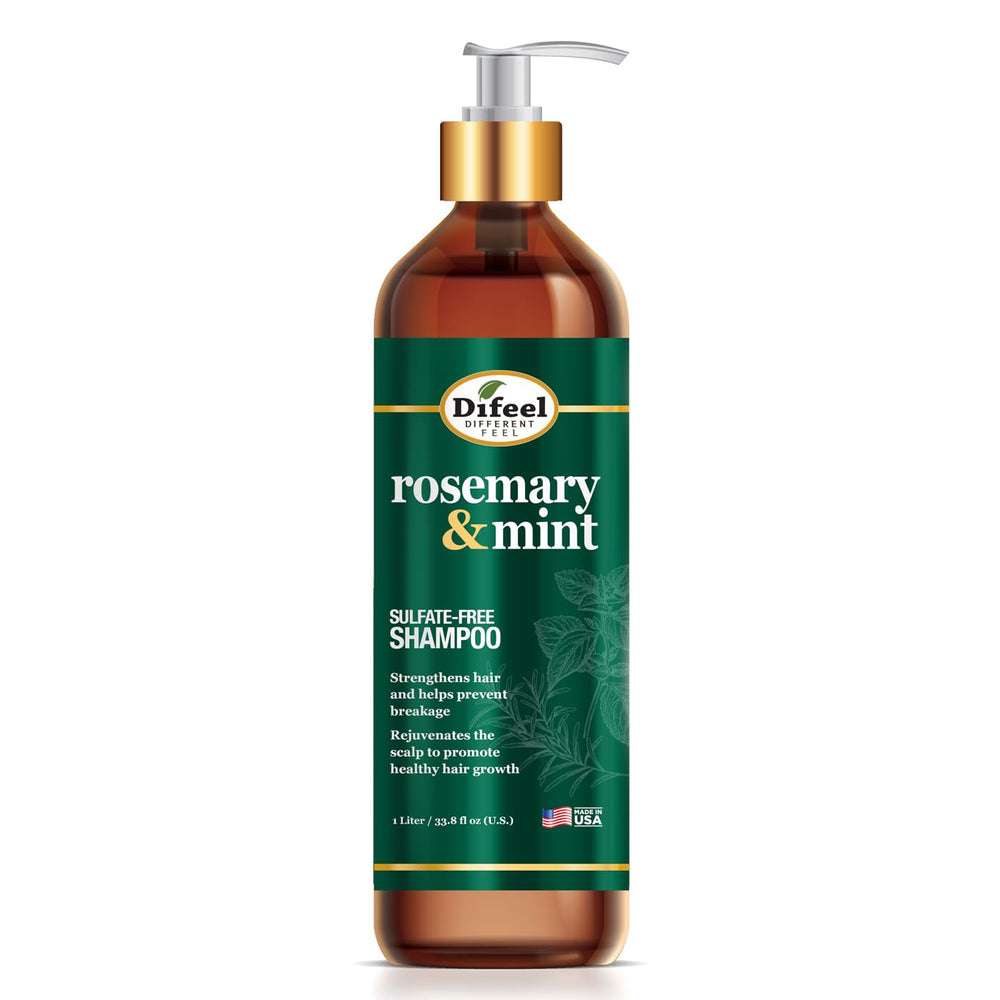 Difeel Rosemary Mint Shampoo bottle with natural rosemary oil for hair vitality.