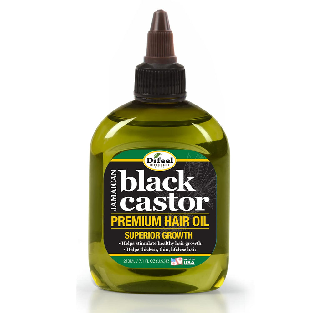 Difeel Superior Growth Jamaican Black Castor Oil bottle for scalp nourishment.
