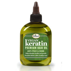 Difeel Vegan Keratin anti frizz oil bottle ready for application to tame frizz