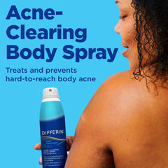 Close-up of Differin Acne-Clearing Body Spray showing the mist for easy application