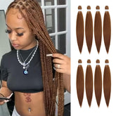 DIFUNEE pre-stretched braiding hair 24in in brown with yaki texture for smooth twists