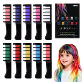 Diinou 10-color festive hair chalk combs pack for party looks.