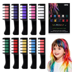 Diinou 10-color festive hair chalk combs pack for party looks.