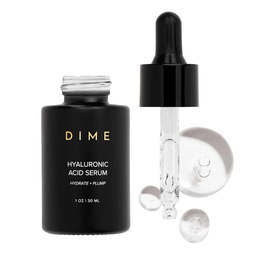 DIME Beauty Hyaluronic Serum bottle front showing sleek packaging for hydration.