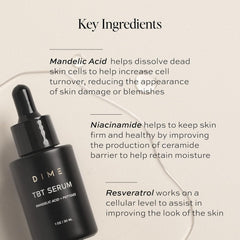 DIME Beauty TBT Serum dropper close-up for precise 3-5 drops application.