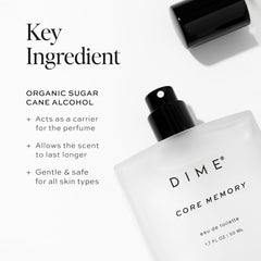 DIME Core Memory base notes bamboo and cedarwood for a soft finish