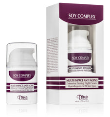 Dinur Cosmetics Soy Complex Night Cream bottle for overnight hydration and gentle firming