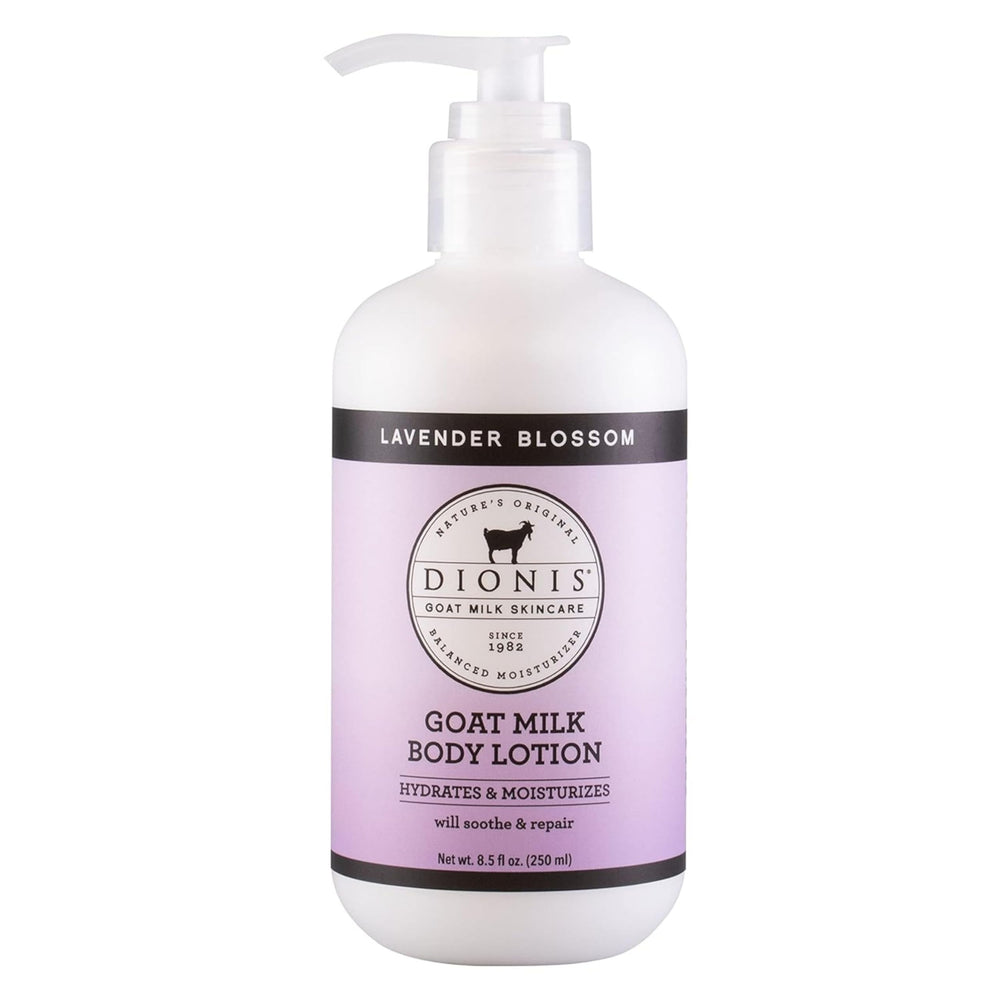 Dionis Goat Milk Lotion Lavender Blossom bottle for daily hydration.