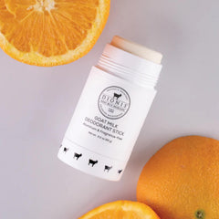 Dionis goat milk deodorant stick texture highlights creamy feel on skin