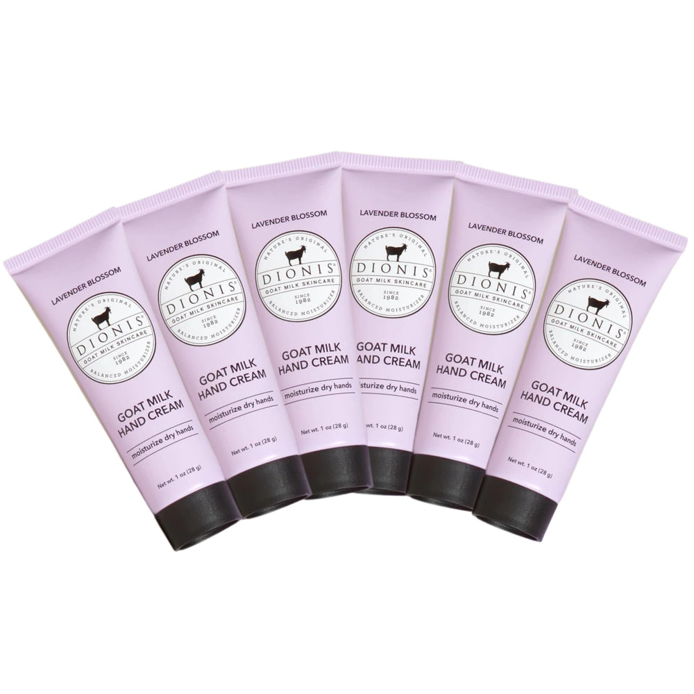 Dionis Goat Milk Hand Cream Lavender Blossom bottle delivers deep hydration.