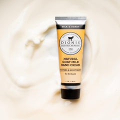 Dionis Goat Milk Hand Cream texture swatch highlights creaminess.