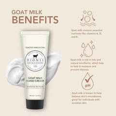 Vanilla chai hand cream packaging by Dionis, US made and dermatologist tested