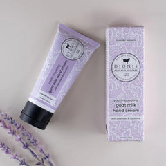 Goat milk ingredient close-up highlighting gentle moisture from Dionis.