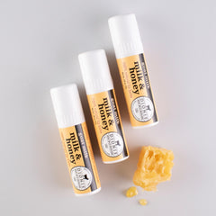 Dionis lip balm ingredients highlight goats milk and beeswax nourishment.