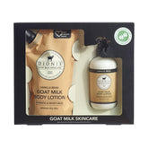 Dionis Goat Milk Lotion bottle with pump delivering smooth, non-greasy hydration