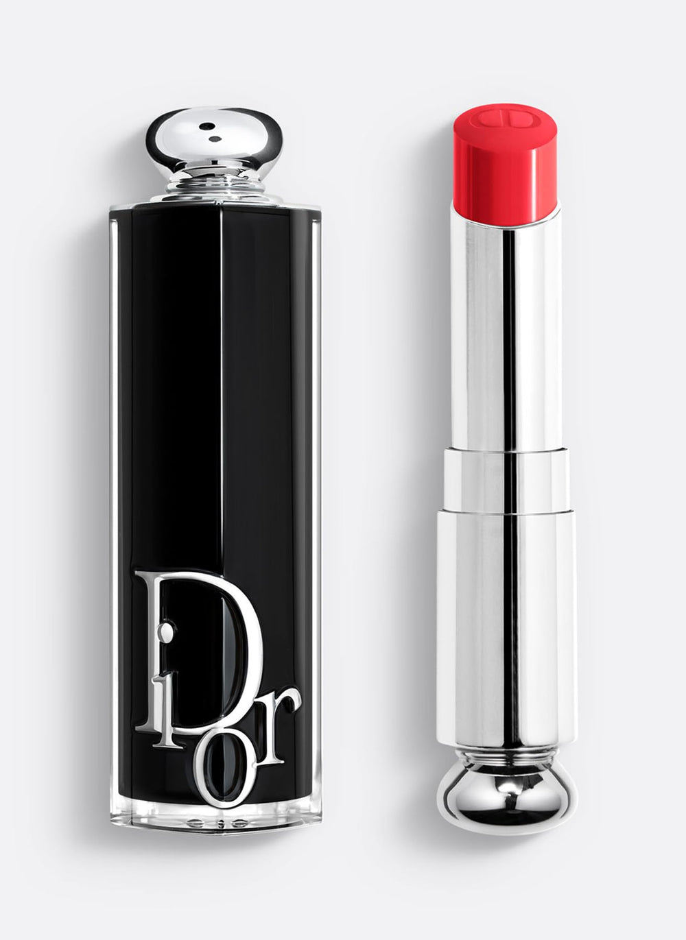 Dior Addict Shine Lipstick Lucky Pink swatch enhances glossy pink lips for everyday wear.