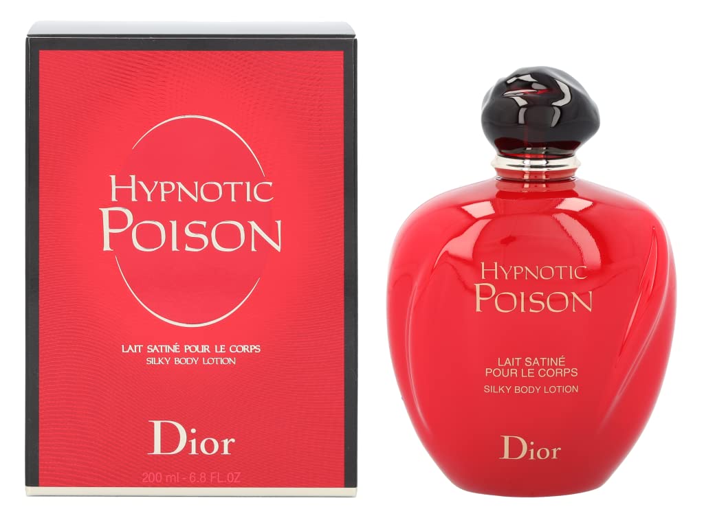 Dior Hypnotic Poison bottle showcases elegant design and hydration for silky skin.