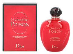 Dior Hypnotic Poison bottle showcases elegant design and hydration for silky skin.