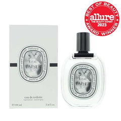 Diptyque L'eau Papier packaging and bottle showcase elegant design and premium craftsmanship.