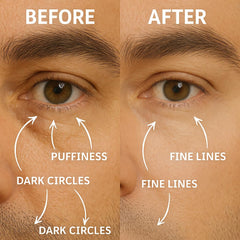 Disco Men's Eye Bag Treatment roller applicator enables quick, precise under-eye application.