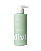 Divi Hydrating Shampoo bottle closeup, vegan formula for gentle cleansing.