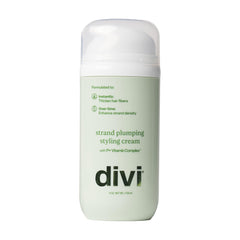 Divi Strand Styling Cream bottle closeup showing instant volume potential.