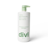 Divi volumizing conditioner bottle pour shows lightweight hydration for fine hair.